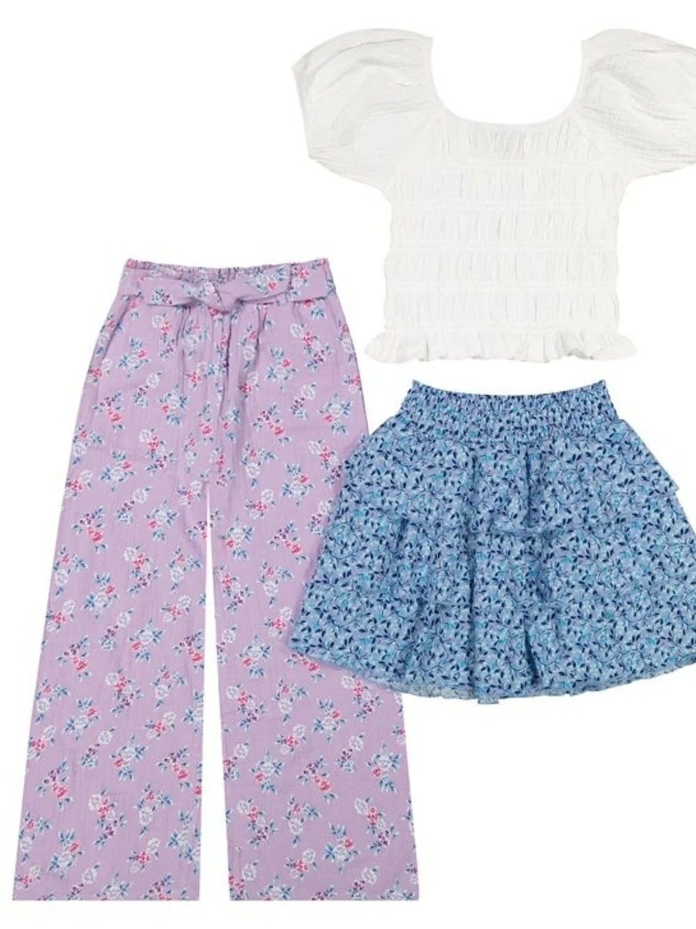 New French Connection Youth 3-piece Purple Pant & Skirt Set Lavender Size Medium